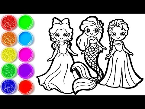 How to draw a Cute Princess - Princesses Drawing and Coloring Page for kids