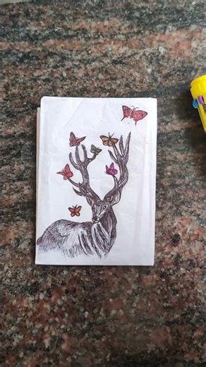 Drawing a Cute Deer on simple Paper🦌✨ | Easy Pen Art #shorts
