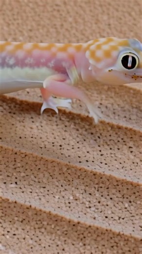 It looks like a cartoon… until it vanishes into the sand. 🦎✨ Meet the Namib web-footed gecko — a desert specialist with translucent skin and oversized, paddle-like feet that work like built-in snowshoes. Those webbed toes help it glide across loose dunes without sinking, while its huge night-adapted eyes let it hunt insects under the moonlight in one of the harshest environments on Earth. Cute? Yes. Built for survival? Absolutely. #NamibDesert #GeckoLife #DesertWildlife #NatureReels #WildlifeFa