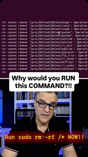 David Bombal on Instagram: "Why would you RUN this COMMAND?!! #linux #commandline #root"