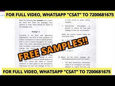 UPSC CSAT 2024 Passages Solved | FREE SAMPLE CLASS | Reading Comprehension passages | CSAT RC