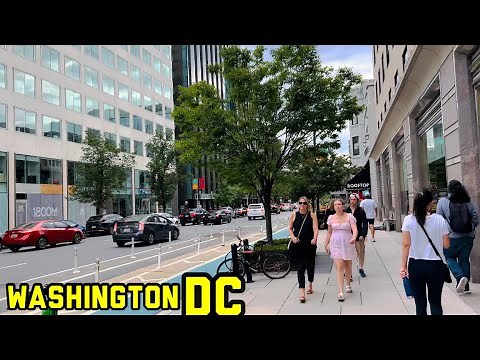 Washington DC Summer Evening Walking Tour in 4k || Stroll in 4K (16th - 21st street )
