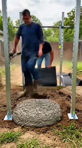 Backyard Gym Build 💪 Concrete Base Timelapse | Satisfying Construction #shorts