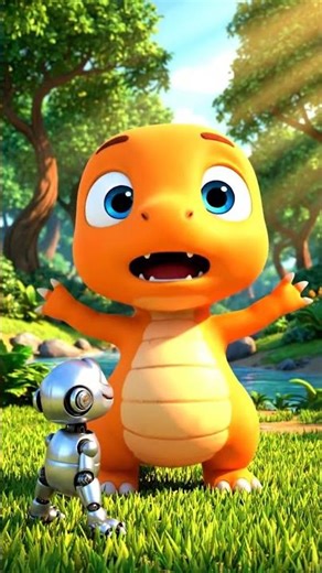 Ep2.Runaway Robot Arm Scares Baby Dino 🤖🦖 #dinosaur #babydino #robot #aivideo #kids