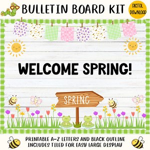 Welcome Spring Bulletin Board Kit | Spring Classroom Decor Printable