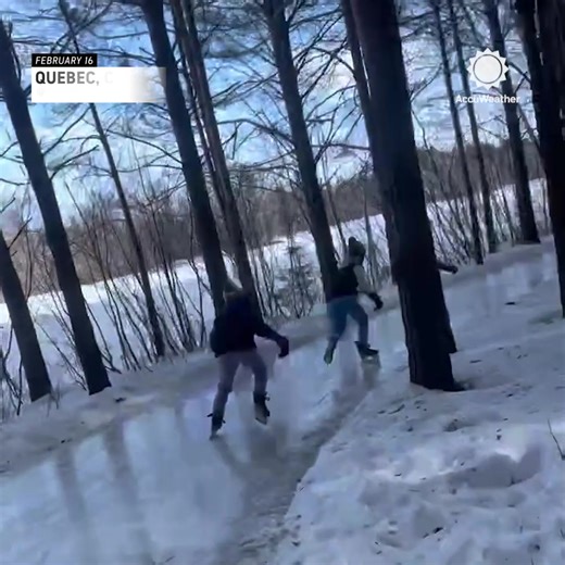 The ultimate winter bucket list activity: skating on ice trails through a beautiful Quebec forest. ⛸️🌲 | AccuWeather