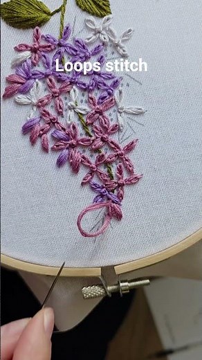 Loops stitch quick tutorial✨️ Lilac embroidery💜 #embroidery #tutorial #diy #handmade #craft #stitch