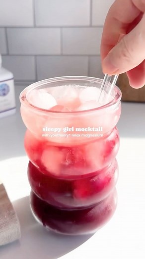💤 Sleepy Girl Mocktail 💤⁠ ⁠ Have you tried the viral sleepy girl mocktail yet!? ✨😴 This mocktail features Youtheory® Relax Magnesium Powder, tart cherry juice and Olipop prebiotic soda for the perfect nightcap that tastes like cherry limeade!⁠ 🍒 ⁠ Relax Magnesium Powder offers a unique blend of magnesium paired with powerful anti-stress nutrients: L-theanine and GABA, to promote a state of relaxation and help soothe daily dress.* 😌 While, tart cherry juice 🍒 naturally contains tryptophan a