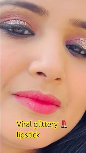 Viral glittery lipstick/lipstick hack/pink lipcombo/makeup tutorial/pinkish shade @crafty babe