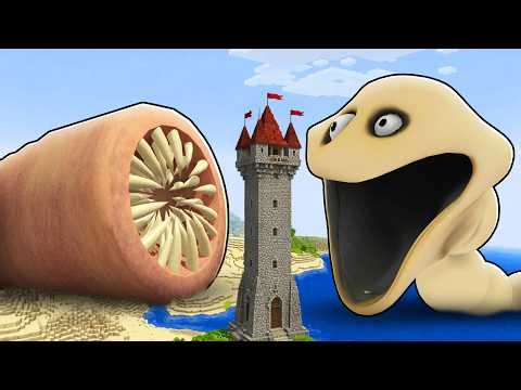 I Survive From HUNGRY WORM and SAND WORM in Minecraft!