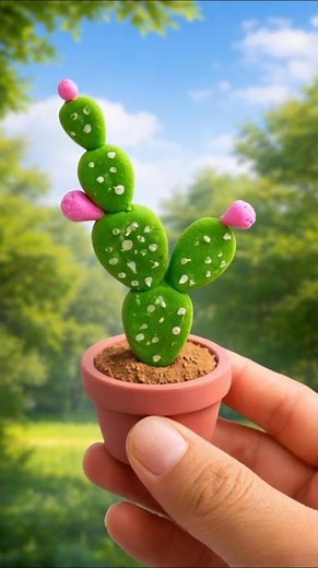 Cute Clay Cactus 🌵 | Easy DIY Mini Clay Art #Shorts #diy #claycraft #satisfying #creative #clay