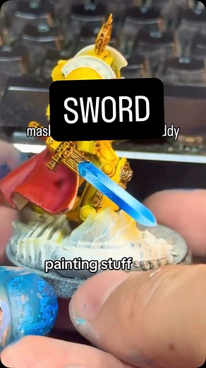 airbrushing power swords is the best! also there’s another method where you can just airbrush them black and white and then paint over them with speed paints. #paintingwarhammer #warhammer40k #paintingminis #warhammercommunity #spacemarines #imperialfists #airbrush #powersword | Big Fat Minis