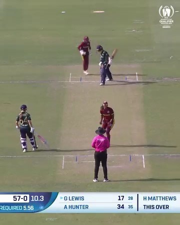 Hayley Matthews bowls Gaby Lewis with a beauty to give West Indies their first strike 💥 Catch the Qualifier action live on https://ICC.tv and on FanCode in India 📲 | ICC - International Cricket Council
