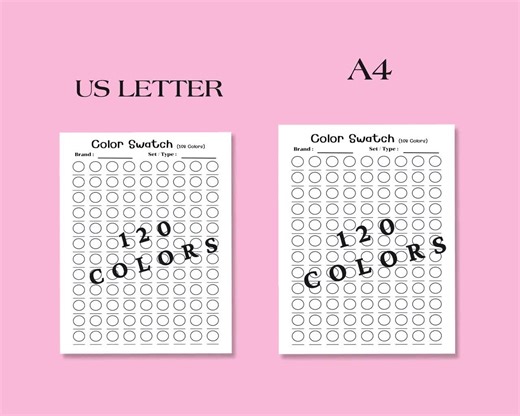 Color Swatch Chart Printable – Blank Color Palette for Artists – 120 Colors (PDF) - Etsy