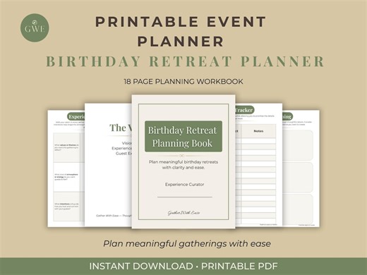 Birthday Retreat Planner | Girls Weekend Trip, Event Planning Workbook (PDF Download) - Etsy