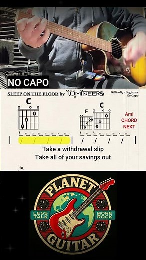 How to Play "SLEEP ON THE FLOOR" by The Lumineers (No Capo) | Beginner Guitar Play-Along + Lyrics