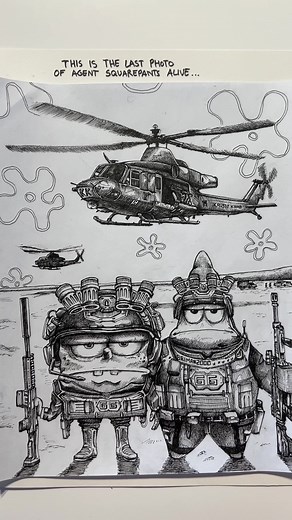 Agents Rick and Rob Rescue Mission in Spongebob Military Drawings