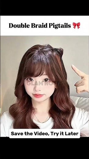 Cute Double Braid Pigtails with Bow Clips | Easy Kawaii Hairstyle for Girls 🎀#DoubleBraidPigtails