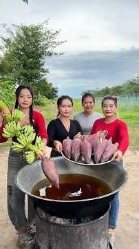 Cooking yummy deep fried banana flower recipe