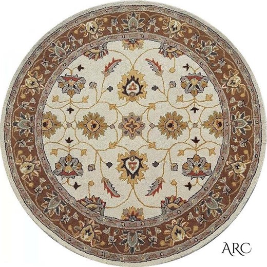 Transform your space with this stunning handcrafted round oriental rug 💌 #floralrug #rugs #handmade