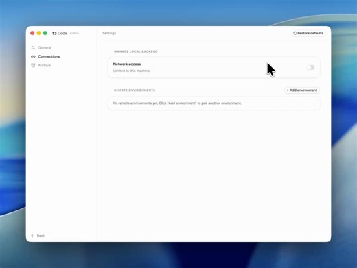 T3 Code just got better remote support. Use it to connect your phone to your desktop app, or connect to an external machine anywhere in the world.