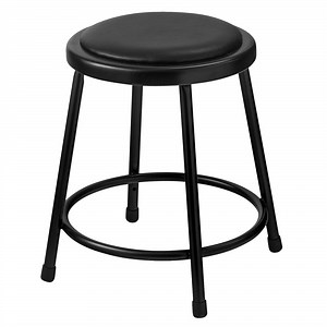 National Public Seating 6418-10 18" Black Round Padded Lab Stool