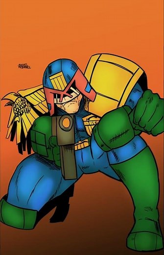 Inking and Colouring Judge Dredd #judgedredd #superherodrawing #dredd