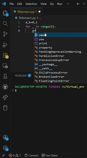 Fibonacci Series in Python #python #fibbonacci #coding #programming #fibbonacciseries