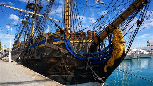 Walking through Barcelona port area scenic waterfront (4K)