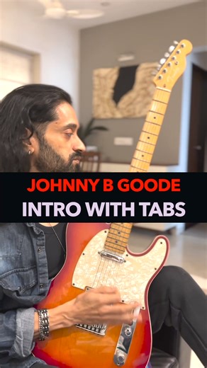 Must learn Classic Intro! Johnny B Goode by Chuck Berry with TABS 🤘🏼🔥🎸...#chandreshkudwa #guitarlessons #chuckberry #johnnybgoode #tabs #rocknroll #classicsongs #guitar #guitarists #guitarplayer #guitarintro #guitarsolo | Chandresh Kudwa