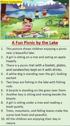 A Fun Picnic by the lake -Picture Composition #essay #english #shorts #viral #class2-5 #10linesessay