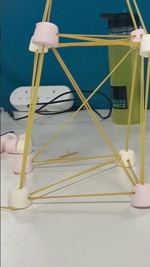 Tower of marshmallows and spaghetti 😜