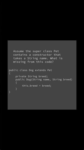 What is missing from the code? 💚 | #computerscience #coding #programming #java #inheritance