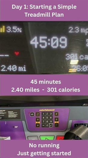 Day 1 Treadmill Walking for Weight Loss No Running, Age 60