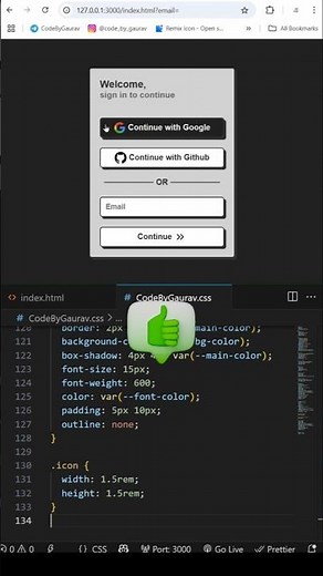 🔐 Sign In with Google or GitHub UI using HTML & CSS #webdevelopment #coding #htmlcss #shotrs