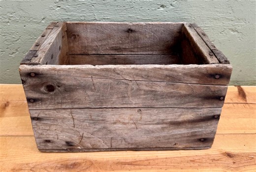 Antique Wooden Crate – Rustic Weathered Storage Container, Industrial Steampunk Decor - Etsy