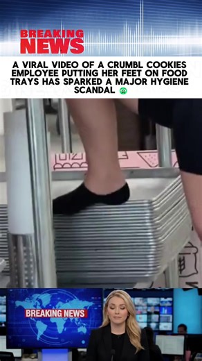 A viral video of a Crumbl Cookies employee putting her feet on food trays has sparked a major hygiene scandal 🤢#CrumblCookies #Hygiene #Scandal #Florida #westmelbourne