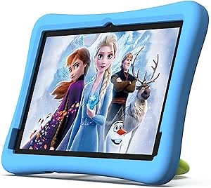 plimpton 2025 Upgraded Kids Tablet, 10 Inch Android 15 Tablet for Kids with Case Included, Octa-Core, Google Kids Space, Parental Control, 4GB+64GB, WiFi, BT5.3, YouTube, Great Gift for Toddler(Blue)