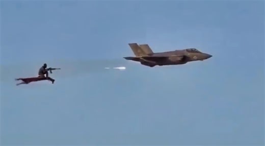 Social Media Erupts Over Footage Of Man On Flying Carpet Shooting Down U.S. F-35 Fighter Jet As War In Iran Rages On [VIDEO]
