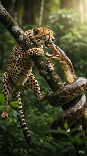 “2nd Anaconda Attack on Cheetah on Tree | Shocking AI Generated Wildlife Video 😱”
