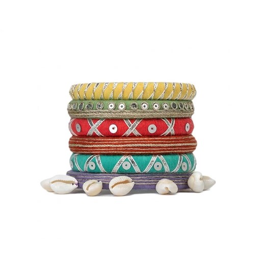 Boho Colorful Thread Bangles Set | Handmade Indian Mirror Work Bracelets | Ethnic Stackable Bangles - Etsy