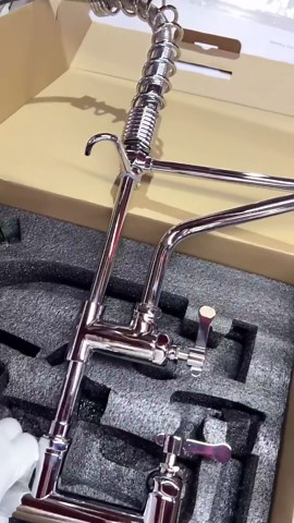 Commercial Sink Faucet with Pre Rinse Sprayer, 25in Wall Mount Kitchen Faucet for 1 or 2 Compartment Sinks, 8in Adjustable Center, 12inch Swivel Spout, Chrome Brass (25 inch)