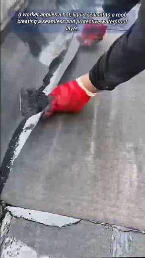 Waterproofing a roof with sealant.