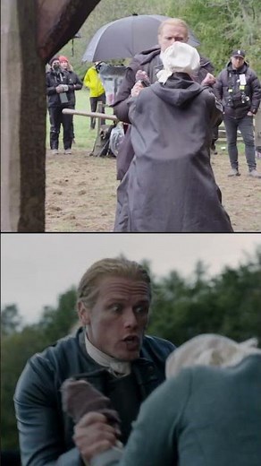 No Sam Heughan’s were harmed in the making of this scene. #Outlander #BTS