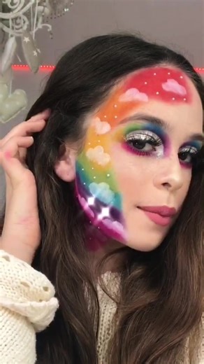 Rainbow cloud makeup ❤️🧡💛💚💙💜💗 // síganme en Instagram: makeuoby_juani // #parati #viral #foryoupage #foryou #greenscreen
