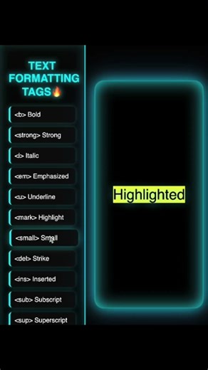 HTML TEXT Formatting Tags 🔥✨ #codelife #focus 🧠👨‍💻