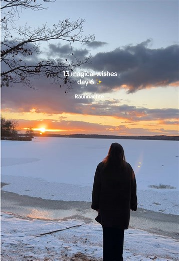 13 magical wishes ✨ day 6 30/12/25 Rauhnächte, I burned my 6th wish whilst the sun was setting over the frozen lake. Manifesting and writing in my journal ✨ #sunsets #13magicalnights #magical #wishes #rauhnächte #journalling #manifesting