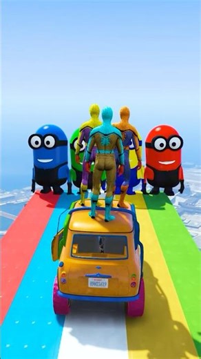 GTA 5 Epic Ragdolls: Red Spiderman vs Crazy Minions