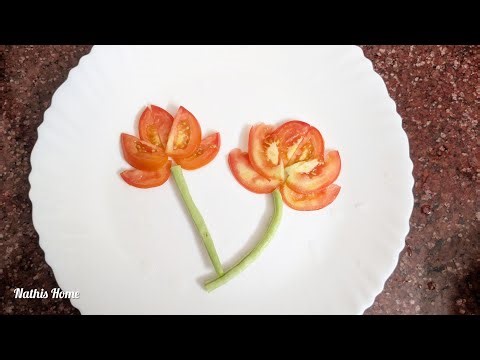Vegetable carving/Tomato flower/art in vegetable carving/‪@NathisHome‬