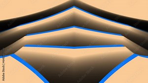 modern warping and bending animation with cream color with blue lines moving. Mirrored background